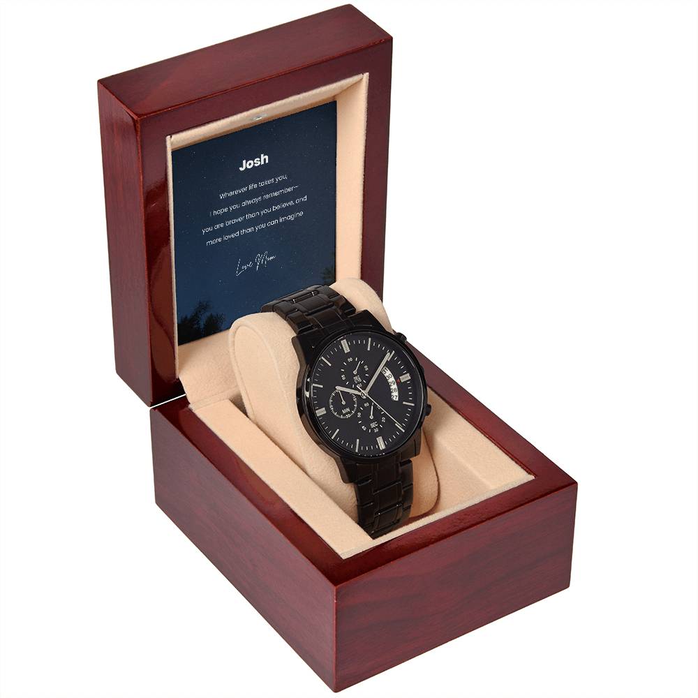 To My Son in Uniform– Gift Watch from Mom with Personalized Message Card