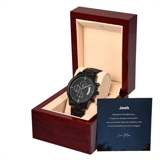 To My Son in Uniform– Gift Watch from Mom with Personalized Message Card